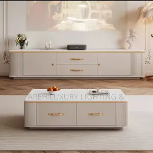 Pure Solid Wood Floor-to-Ceiling Tv Cabinet Coffee Table Light Luxury