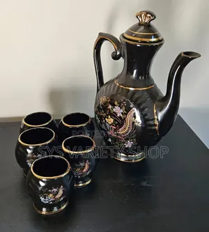 Vintage Set of Porcelain 5 Cups With Carafe