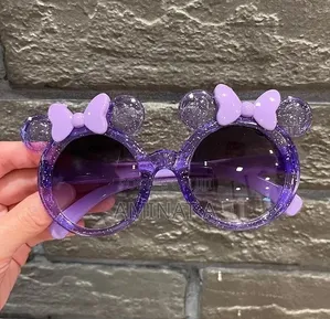 Girls Glittery Mickey Mouse Cute Sunglasses (Purple)