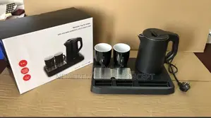 Stainless Steel Welcome Tray With Kettle and 2 Ceramic Cups for Hotel