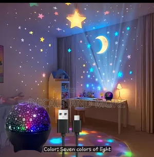 7-Colour Star Projection Lamp for Children's Room.