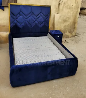 4 and Half by 6 by 6 Upholstery Padded Bedframe With 1 Bedside Drawer