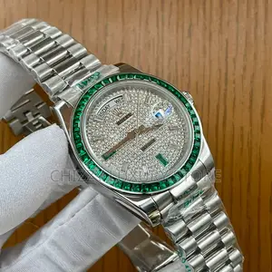 Rolex Quality Luxury Men Chain Strap Iced Face Wristwatch