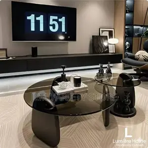 2in1 Aesthetic Glass Transparent Side Table and Center