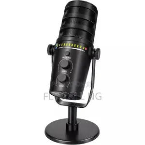 Podcast Dynamic Microphone, Pc Computer Gaming Mic With Desktop Stand