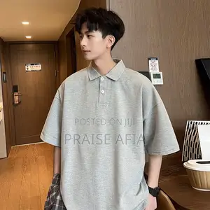 Collar-neck Plain T-shirts