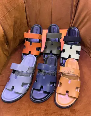 Hermes Quality Luxury Men Genuine Leather Sandals