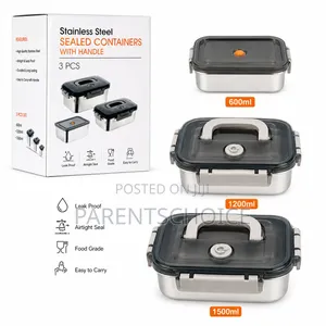 Stainless Steel Sealed Food Containers With Handle (3 PCS Set)