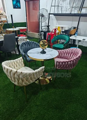 Executive Fabric Iron Leg Dining Chair With Table