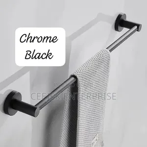 Black Single Towel Rail