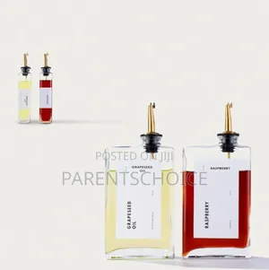 500ml Glass Oil Dispenser Bottle With Label Sticker and Funnel - 2pcs