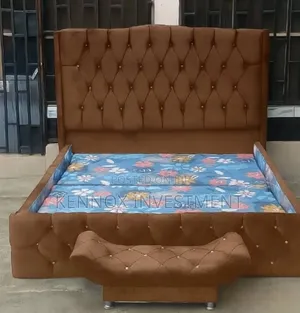 6 By 6 Coffee Brown Upholstery Bedframe