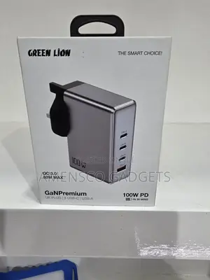 Green Lion Ganpremium Uk Plug | 3 Usb-C | Usb-a 100w Pd 60w Max
