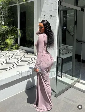 Ruched Asymmetric Maxi Dress