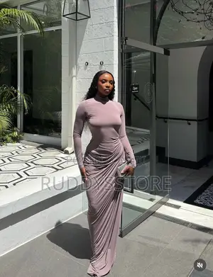 Ruched Asymmetric Maxi Dress
