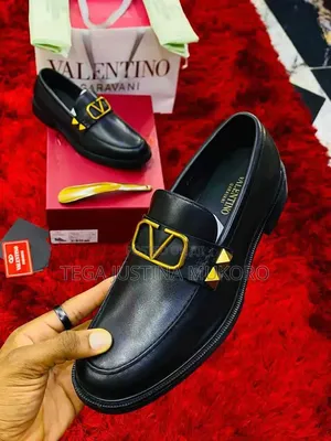 Latest Valentino Garavani Gold Iron Design Flat Shoes