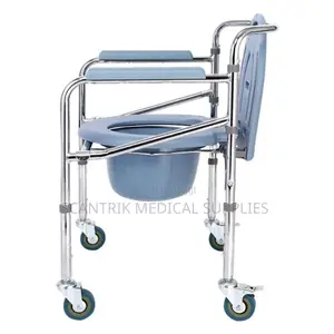 Adjustable Commode Chair With Wheels for Elderly and Disabled Support
