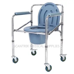 Stainless Steel Commode Chair With Wheels for Durable Medical Use
