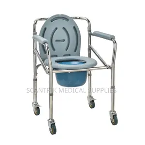 Portable Commode Chair With Wheels for Elderly Care and Patient Suppor