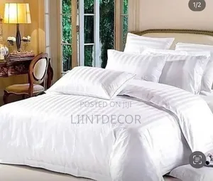 6 by 6 Brilliant White American Polish Duvet, Bedsheets Pillow