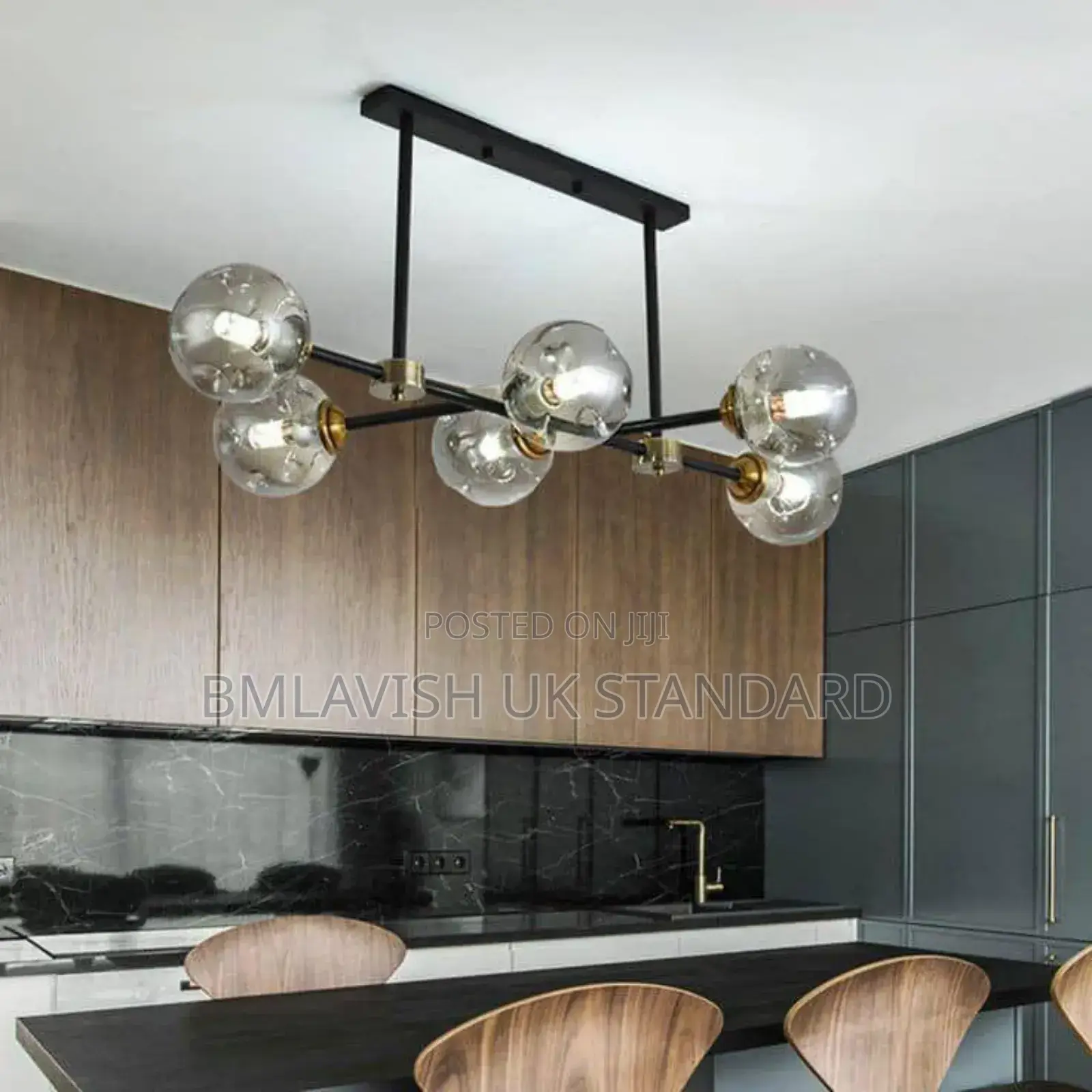 Modern 6-Light Linear Sputnik Bulb Chandelier