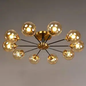 Modern Gold and Black Sputnik Bulb Chandelier
