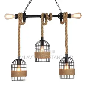 Black Pendant Rope Vintage Drop Light