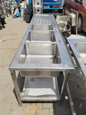 Commercial Stainless Steel Triple Bowl Sink Unit