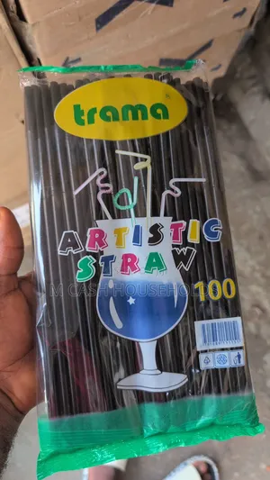 100pices Disposable Flexible Black Color Straw