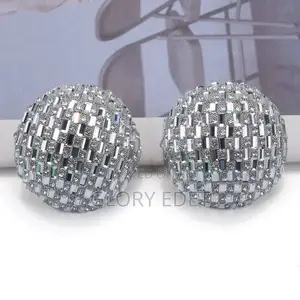 Classical High Statement Exaggerated Shiny Stud Round Big Earrings