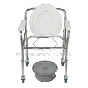 Foldable Commode Chair With Wheels for Space-Saving Storage