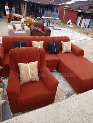 Brown Colour L Shaped Sofa With One Single