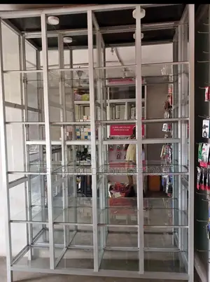 Aluminium Glass Wood Display Shelf – 8 Compartments