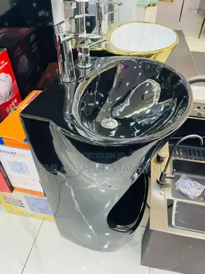Modern Black Freestanding Ablution Wudu Wash Basin