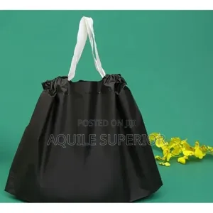 Black Large Drawstring Bag for Shopping -17.5x20inches- (No Printing)
