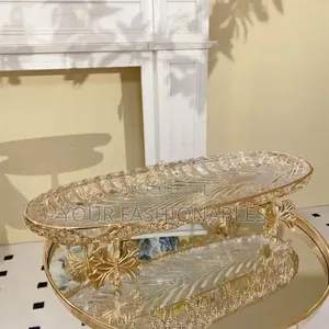 Luxury High Footed Glass Gold Tray
