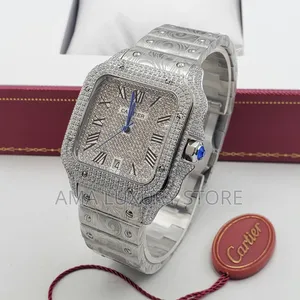 Cartier Santos Luxury Stone Face Men's Wristwatch