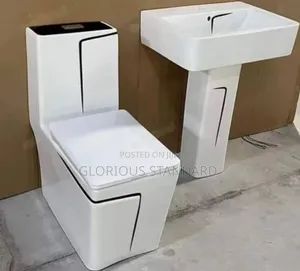 England Executive Wc Square Shape With Black and White Line