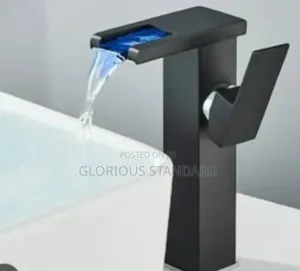 Black and Chrome Waterfall Mixer With Light Pleasure