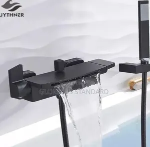 Center Wide Conduit Bath Mixer Black and Chrome