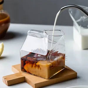 350ml Borosilicate Milk Box Carton Glass Cup Juice Glass Milk Carton