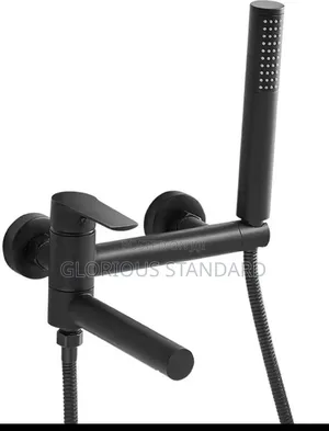 L Shape Black Bath Mixer With Hand Shower