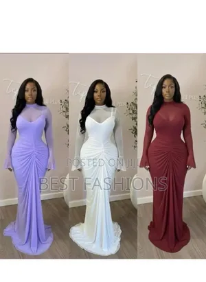 White Long Bodycon Lilac Dinner Gown