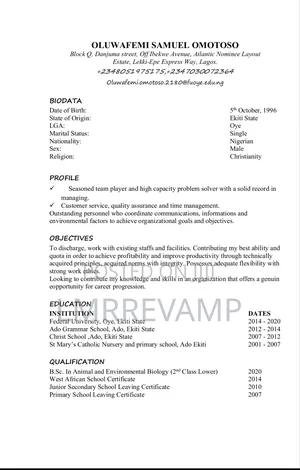 Oluwafemi Samuel Cv