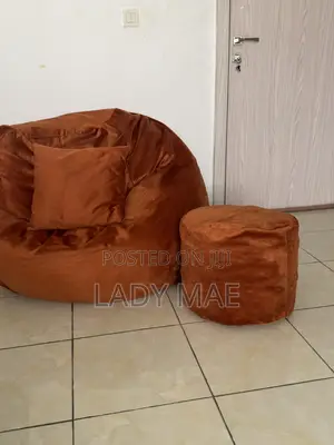 Bean Bag With Foot Stool and Throw Pillow
