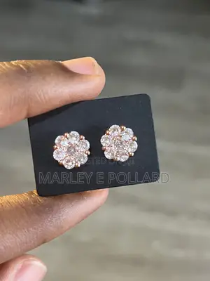 Floral Design Cluster Studs Cubic Zirconia Earrings