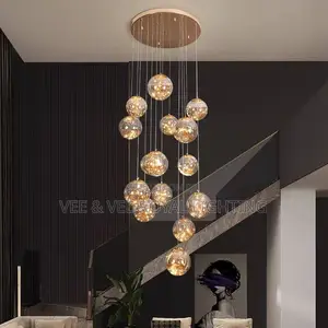 Modern Multi-Ball Crystal Void Chandelier – Staircase Light