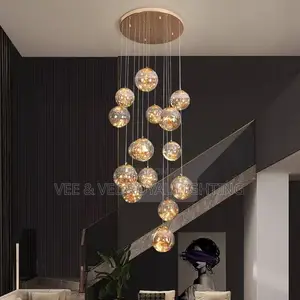 Modern Multi-Ball Crystal Void Chandelier – Staircase Light
