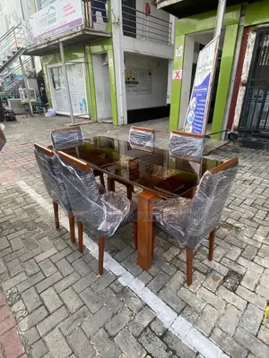 6 Seater Dinning Set With Tinted Glass Top