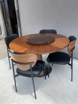 Imported Quality Round Wooden Top Table With Chairs